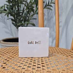 Rae Dunn White Ceramic 'Girl Boss' Decor